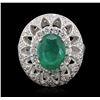 Image 2 : 14KT White Gold 2.21 ctw Emerald and Diamond Ring