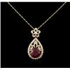 Image 1 : 14KT Yellow Gold 5.06 ctw Ruby and Diamond Pendant With Chain