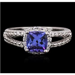 14KT White Gold 1.47 ctw Tanzanite and Diamond Ring