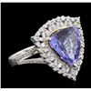 Image 1 : 14KT Two-Tone Gold 6.65 ctw Tanzanite and Diamond Ring