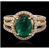 Image 1 : 14KT Yellow Gold 2.82 ctw Emerald and Diamond Ring