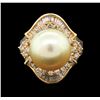 Image 2 : 14KT Yellow Gold Pearl and Diamond Ring