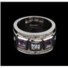 Image 2 : 0.54 ctw Amethyst and White Sapphire Ring - .925 Silver