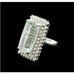 14KT White Gold 16.49 ctw Aquamarine and Diamond Ring