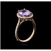 Image 3 : 3.63 ctw Tanzanite and Diamond Ring - 14KT Rose Gold