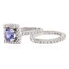 Image 3 : 14KT White Gold 1.61 ctw Tanzanite and Diamond Wedding Ring Set