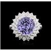 Image 2 : 14KT White Gold 4.36 ctw Tanzanite and Diamond Ring