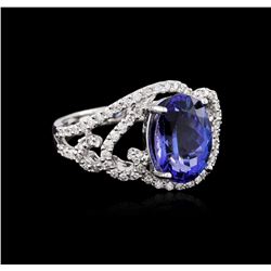 14KT White Gold 3.23 ctw Tanzanite and Diamond Ring