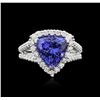 Image 2 : 14KT White Gold 5.22 ctw Tanzanite and Diamond Ring