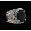 Image 1 : 14KT White Gold 6.63 ctw Emerald and Diamond Ring