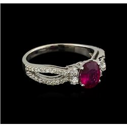 1.09 ctw Ruby and Diamond Ring - 14KT White Gold