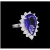 Image 1 : 14KT White Gold GIA Certified 7.53 ctw Tanzanite and Diamond Ring