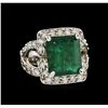 Image 1 : 14KT White Gold 6.63 ctw Emerald and Diamond Ring