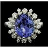 Image 1 : 14KT White Gold 4.91 ctw Tanzanite and Diamond Ring
