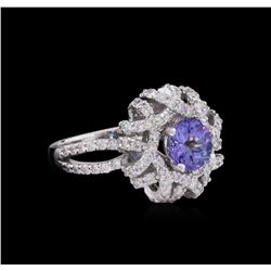 14KT White Gold 1.17 ctw Tanzanite and Diamond Ring