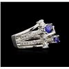 Image 1 : 0.87 ctw Sapphire and Diamond Ring - 14KT White Gold