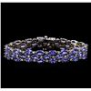 Image 1 : 21.20 ctw Tanzanite and Diamond Bracelet - 14KT White Gold