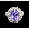 Image 2 : 4.55 ctw Tanzanite and Diamond Ring - 14KT White Gold