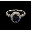 Image 2 : 1.50 ctw Sapphire and Diamond Ring - 18KT White Gold