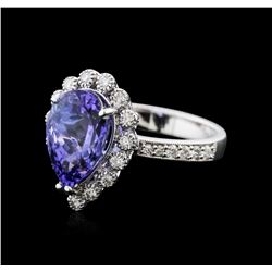 14KT White Gold 3.73 ctw Tanzanite and Diamond Ring