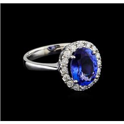 3.14 ctw Tanzanite and Diamond Ring - 14KT White Gold