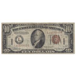 1934 $10 Hawaii Federal Reserve Note Currency
