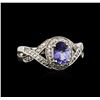 Image 1 : 14KT White Gold 0.93 ctw Tanzanite and Diamond Ring