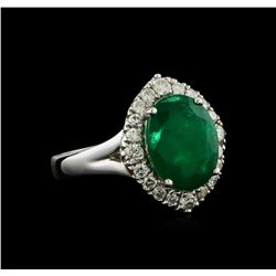 4.11 ctw Emerald and Diamond Ring - 18KT White Gold