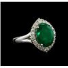 Image 1 : 4.11 ctw Emerald and Diamond Ring - 18KT White Gold