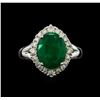 Image 2 : 4.11 ctw Emerald and Diamond Ring - 18KT White Gold