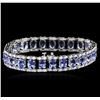 Image 2 : 14KT White Gold 17.64 ctw Tanzanite and Diamond Bracelet