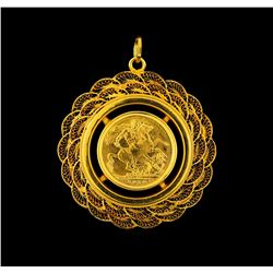 King George V 1918 Coin Pendant - 22KT Yellow Gold