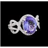 Image 1 : 3.76 ctw Tanzanite and Diamond Ring - 14KT White Gold