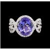 Image 2 : 3.76 ctw Tanzanite and Diamond Ring - 14KT White Gold