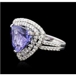 18KT White Gold 5.22 ctw Tanzanite and Diamond Ring
