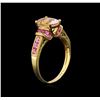 Image 3 : 18KT Yellow Gold 1.66 ctw Morganite and Pink Sapphire Ring
