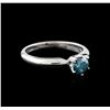 Image 2 : 14KT White Gold 0.68 ctw Round Cut Fancy Blue Diamond Solitaire Ring