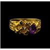 Image 2 : 0.71 ctw Amethyst and Diamond Ring - 10KT Yellow Gold