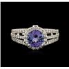 Image 2 : 14KT White Gold 1.56 ctw Tanzanite and Diamond Ring
