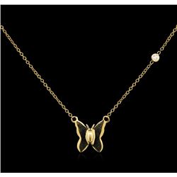 0.03 ctw Diamond Butterfly Necklace - 14KT Yellow Gold