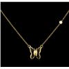 Image 1 : 0.03 ctw Diamond Butterfly Necklace - 14KT Yellow Gold
