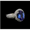 Image 1 : 3.55 ctw Tanzanite and Diamond Ring - 14KT White Gold