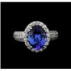 Image 2 : 3.55 ctw Tanzanite and Diamond Ring - 14KT White Gold