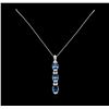 Image 2 : Crayola 10.50 ctw Blue Topaz and White Sapphire Pendant With Chain - .925 Silver