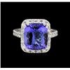 Image 2 : 7.20 ctw Tanzanite and Diamond Ring - 14KT White Gold