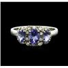 Image 2 : 14KT White Gold 0.99 ctw Tanzanite and Tanzanite Ring