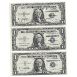 1935 Choice Uncirculated $1 Silver Certificate Currency Lot of 3