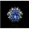 Image 1 : 14KT White Gold 9.22 ctw Tanzanite, Sapphire and Diamond Ring
