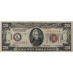 1934 $20 Hawaii Federal Reserve Note Currency