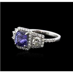 18KT White Gold 1.41 ctw Tanzanite and Diamond Ring